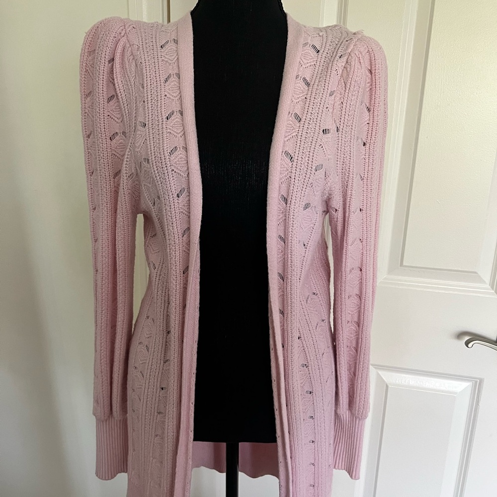 Express Pink Cable Knit Cardigan Sweater